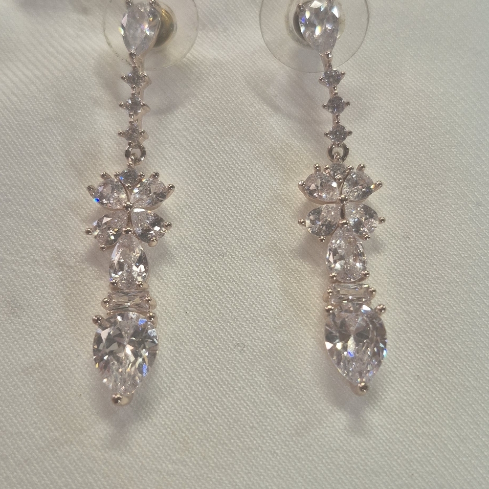 Cubic Zirconia Drop Earrings Linear Dangle